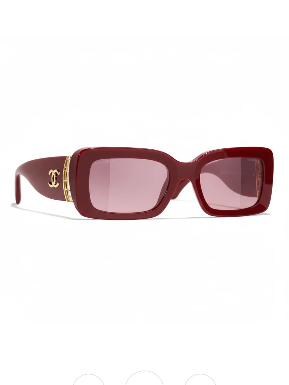 CHANEL Deep Red Acetate Sunglasses with Pink Tint and Gold CC - Never worn!